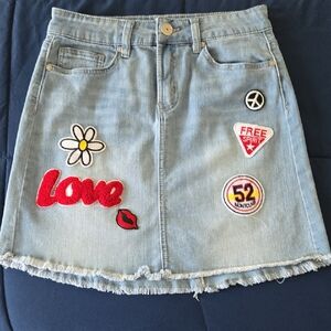 Hippie Chic Red and White Mini Embellished A-Line Skirt